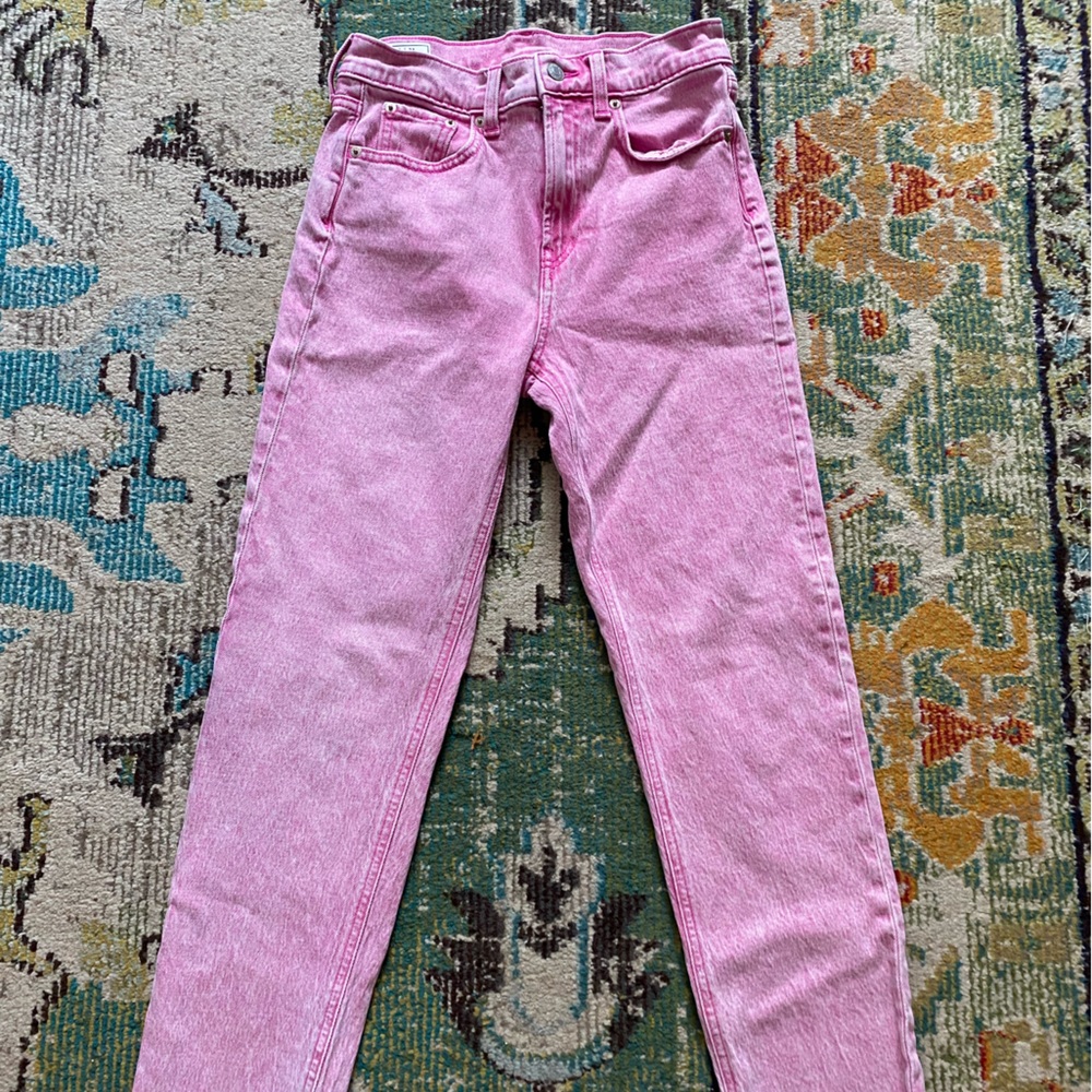 GAP High Rise Cheeky Straight Jeans with Washwell, pink!